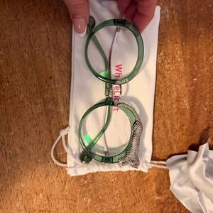 Green Women's Glasses with Rhinestone Detail